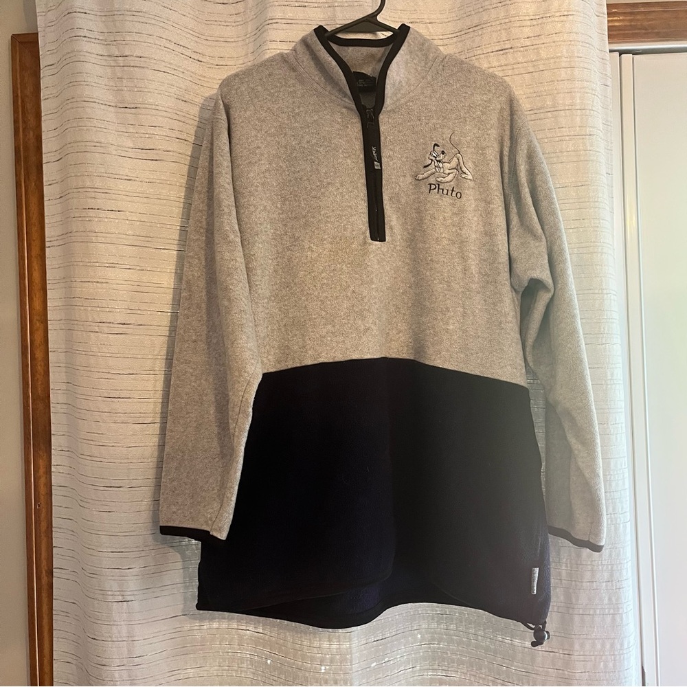 VINTAGE Mickey Moments Gray and Black Pluto Quarter-Zip Pullover size XL